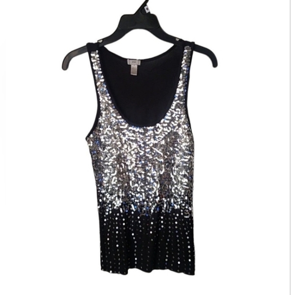 Diva Tops - DIVA Sparkly Sequin Sleeveless Top / Black Silver